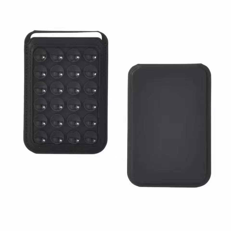 Card Holder Wallet for Magsafe, Wallet Stand Phone Leather Magnetic Card Holder for iPhone Series 16/15/14/13/12 and MagSafe Phone Case (Suction Black)