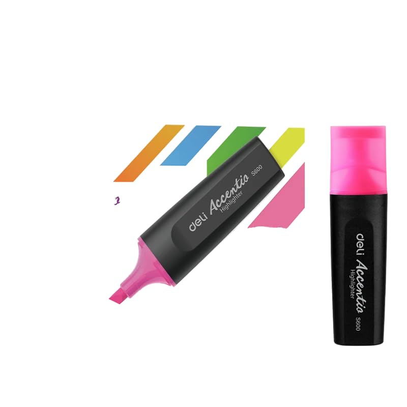 Deli ES600 Chisel Tip Highlighter Marker, Pink