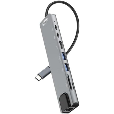 8 in 1 Type C Hub Multiport Adapter with 4K HDMI, PD Power Delivery, USB-C, Ethernet, 2 USB, SD/TF Card Reader Compatible with Mac Book Pro XPS and More Type C Devices - Silver