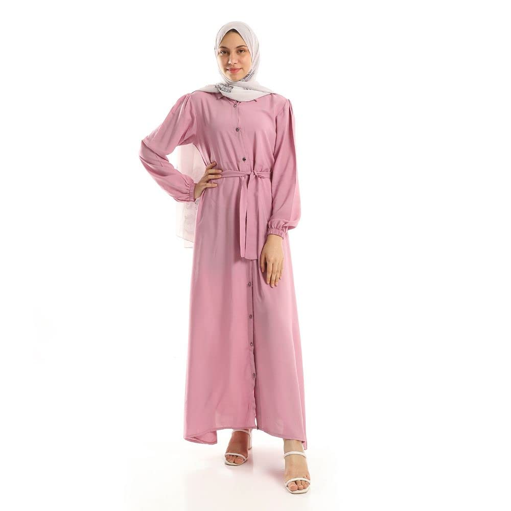 Turn Down Collar Simple Buttoned Beige Dress