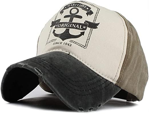 Be.uniqee Maritime Original Vintage Baseball Cap, Anchor Design, Distressed Style.