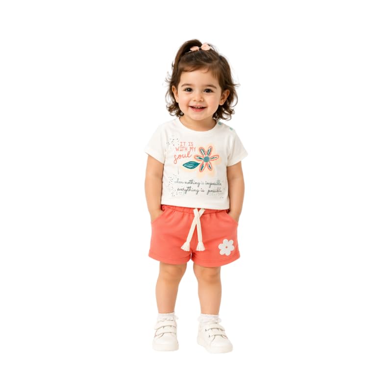 Baby Girls' Floral Graphic T-Shirt and Shorts Set, 2-Piece Outfit, Flower Print