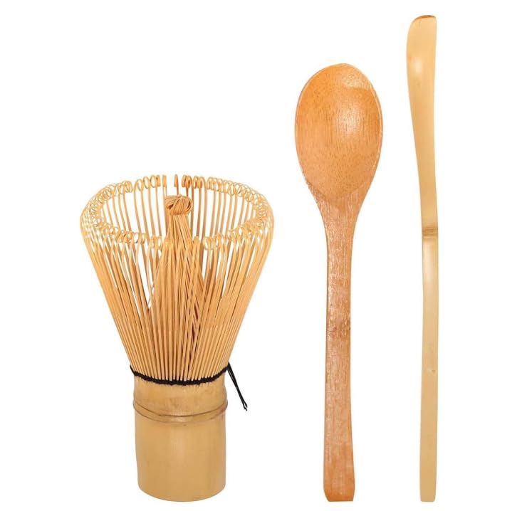 OVA 1-Set Matcha Whisk Set - (Tea Whisk) + Chashaku (Hooked Bamboo Scoop) + Tea Spoon