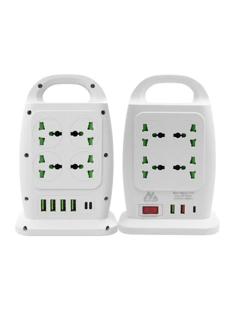 2500W Double Sided Vertical Power Strip – 8 Universal Power Outlets + 9 USB Ports Including 2 Type-C Fast Charging – Surge Protector with Control Switch – Safe Power Strip for Home & Office