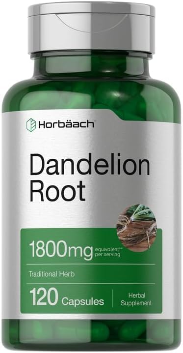 Dandelion Root – 1800mg per Serving – 120 Capsules – Herbal Digestive Support – Non-GMO & Gluten Fre