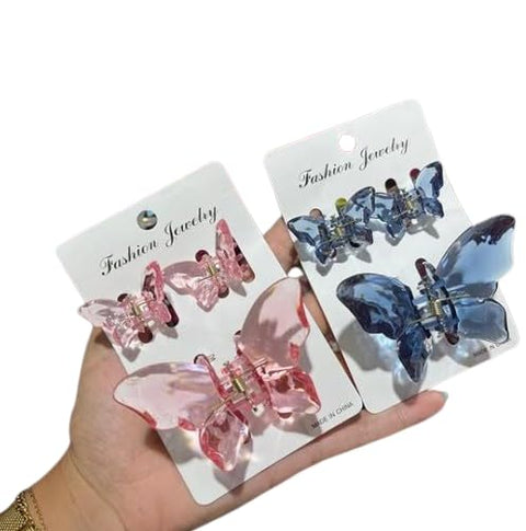 Hair Claw Clips Jaw Clips Girls Clear Butterfly Hair Clips, Beautiful Butterfly Hair Clips Hair Accessories for Girls and Women.(1 pc Large 2 pcs small size,3 pack) Multi Color