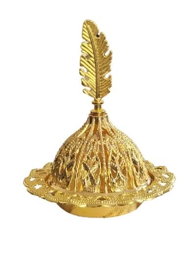 Golden Arabic Incense Burner – Elegant Metal Incense Holder Made of High-Quality Iron with Removable Lid – Perfect for Evenly Spreading Fragrance, Home Decor, Special Occasions & Luxurious Gift