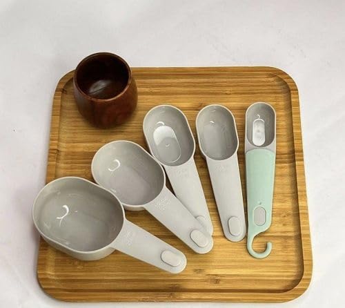 Downtown 6-Piece Measuring Cups Set with Hook, Portable Liquid and Solid Measure Tools for Baking, Space-Saving Stackable Graduated Cups for Home and Professional Kitchen Accuracy