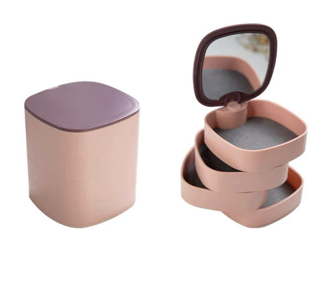 Multi-layer Round Jewelry Storage Box with Mirrors (Small)