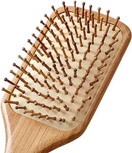 Bamboo Wood Hair Brush, No Paint, Massage Scalp While Combing Hair to Promote Blood Circulation and Prevent Static Electricity - Eco Friendly Bamboo Wood Detangling Hair Brush (1 Piece)