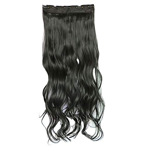 Women's Synthetic Hair Wig Long Straight Black Graceful Fashion Five-clip Seamless Hair Extension