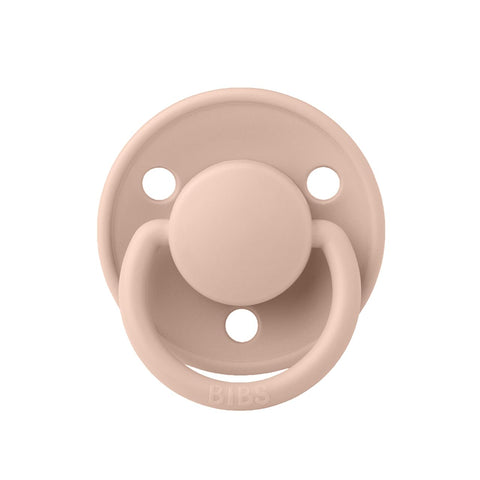 BIBS Pacifier De Lux | Round Nipple Baby Pacifier | BPA Free Natural Rubber Latex Soother | Made in Denmark | Size 1 (0-6 months) Blush - Flow Pack