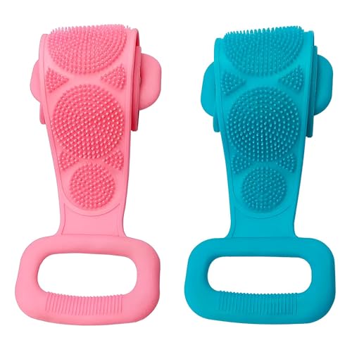 Silicone Body Scrubber - Dual-Function Bath Belt for Back Cleaning, Exfoliation, and Massage, Providing a Comfortable and Effective Spa-Like Experience at Home (2 piece of the color shown)