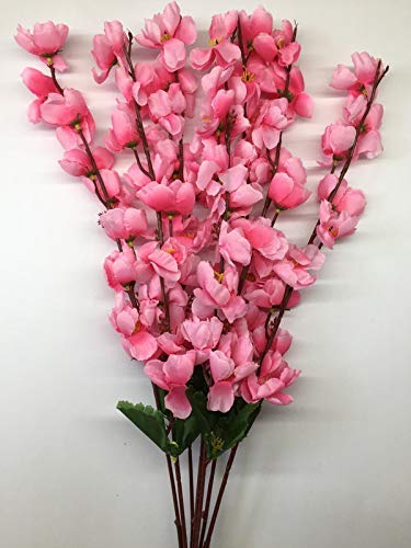 Coolkart Artificial Flowers for Vase Home Decoration Cherry Blossom Flower Bunch, Office Decor | Without vase | Baby Pink Color