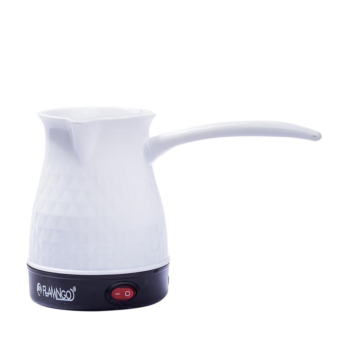Electric Turkish Coffee Pot - 350W, 0.5L Capacity (5 Cups), Fast Heating with Dual Protection System, Practical Design for Kitchen, Office, Trip (White)
