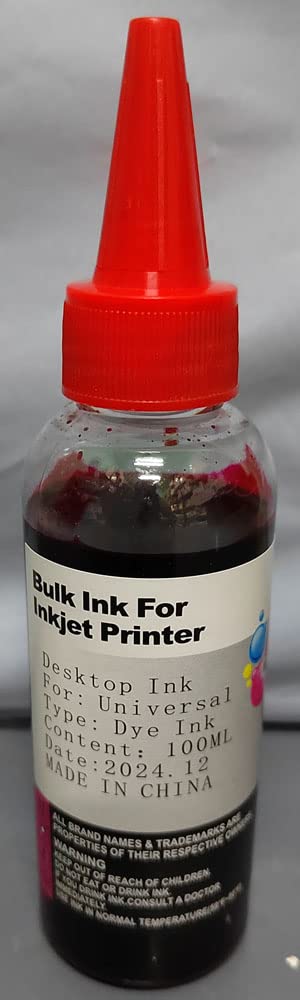 Premium Refill Ink one Color 100ml for Cartridge Printer Cyan, Magenta, Yellow or Black (Magenta)