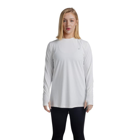 BF Essentials Women’s Longline Dri-Fit Performance Long Sleeve – Quick-Dry Training Top with Thumbholes, Extended Coverage Workout Shirt for Gym & Running #222