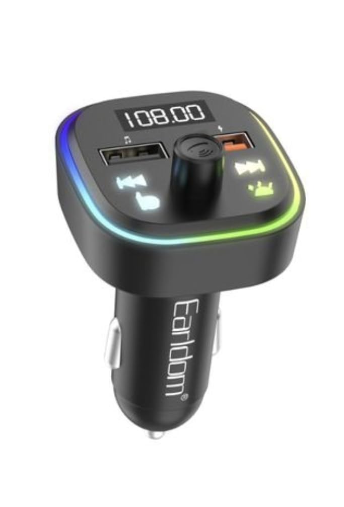 Erldom Bluetooth Car MP3 Kit Hands-Free Car FM Transmitter Dual USB Music Player Support Micro SD Card 1GB-32GB-Black (m85)