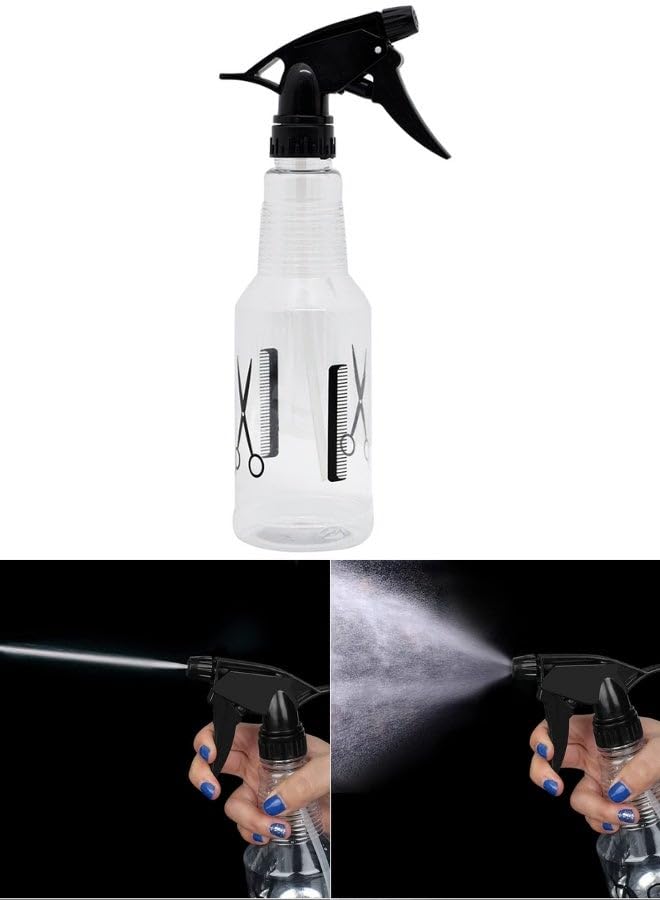 Continuous Spray Bottle for Hair Styling and Cleaning, Plastic, Ultra Fine Mist, 500ml, 2 Pack