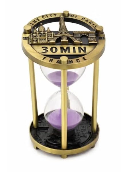 Glass and Metal Hourglass 30 Minutes Gold