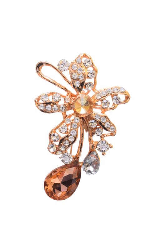 brooch in the shape of a rose with lobes - Gold