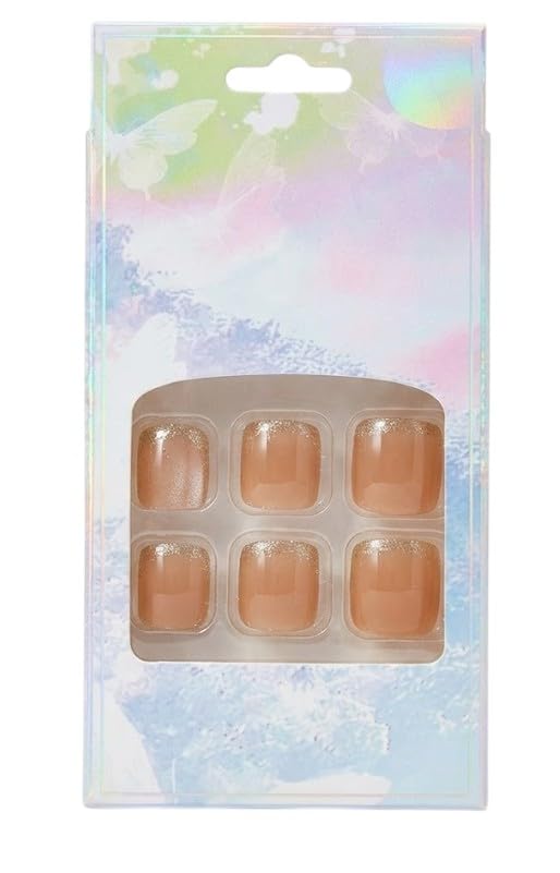24pc foot Toenail False Nails Full Cover Artificial Natural Square Toe Nails Acrylic Nail Tips 10 Size French Style for Women Girls Salon Nail Art DIY (N005)