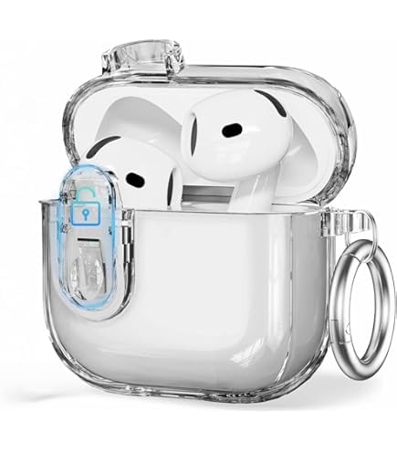 Eco Case Compatible with AirPods 4 Case Cover, Clear Transparent TPU with Safe Lock Protective Case for Apple Airpods 4 Generation 2024 (Clear Black)