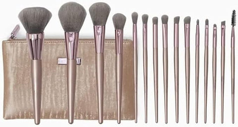 15 Pcs Professional Makeup Brush Set with Premium Quality Ultra Soft Bristles – Foundation Powder Concealer Blush Eyeshadow Brushes – Complete Cosmetic Kit with Luxury Storage Case for Women and Girls