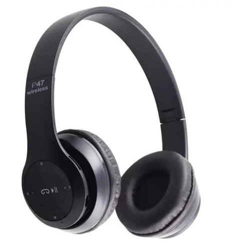 Wireless Bluetooth Headphone - Over Ear Stereo Music Headset with Memory Card Support, Gaming Headphones with Built-in Microphone for Laptop, Mobile Phone, PC-47 (Black)