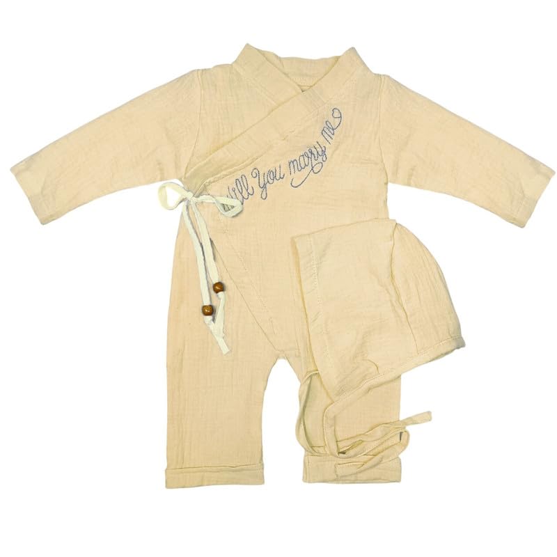 Baby Shoora Girls Long Sleeves Bodysuit&Hat Embroidered Marry Me Long Sleeves Bodysuit&Hat (pack of 1)