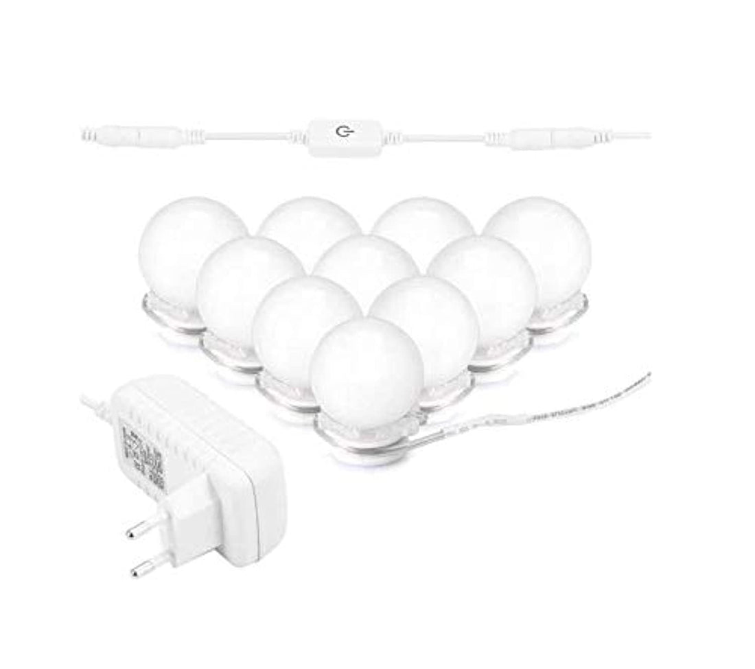 LED Vanity Mirror Lights Kit - Hollywood Style 10 Dimmable Light Bulbs for Makeup Vanity, 3 Colors For Vanity Table Set