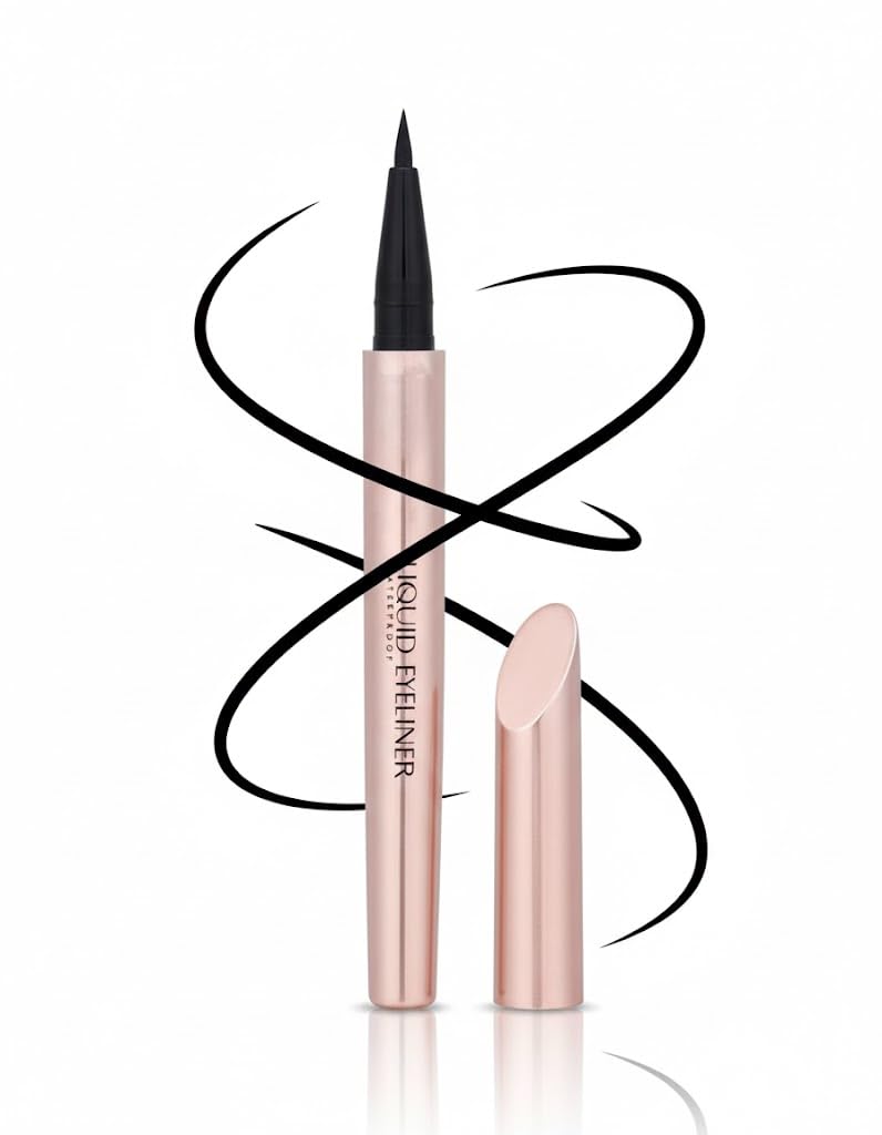 Black Liquid Eyeliner - Water Proof Ultra Matte Long Lasting Slim Jet - Black Eye Liner - 100% Intense Black - Pen Liner