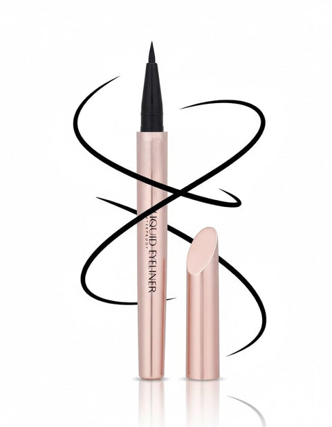 Black Liquid Eyeliner - Water Proof Ultra Matte Long Lasting Slim Jet - Black Eye Liner - 100% Intense Black - Pen Liner