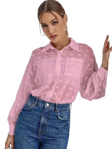 Sun Set Women's Pocket Pocket Chiffon Blouse - Modern and Elegant Design Small Twill