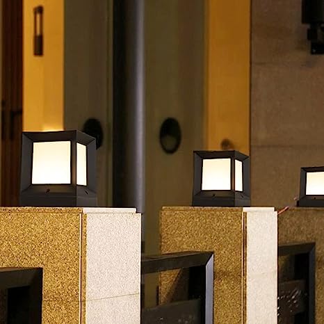 Solar Lamp, Square Shape, Light Glass, Waterproof Pillar Lamp, Terrace Garden, Garden Patio, Garden Gate, Backyard Path Lighting Decorative Lamp (Warm and White)