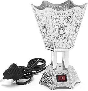Incense Burner for Burning Oud and Bakhoor by Attar Hexagonal Metal Color Silver