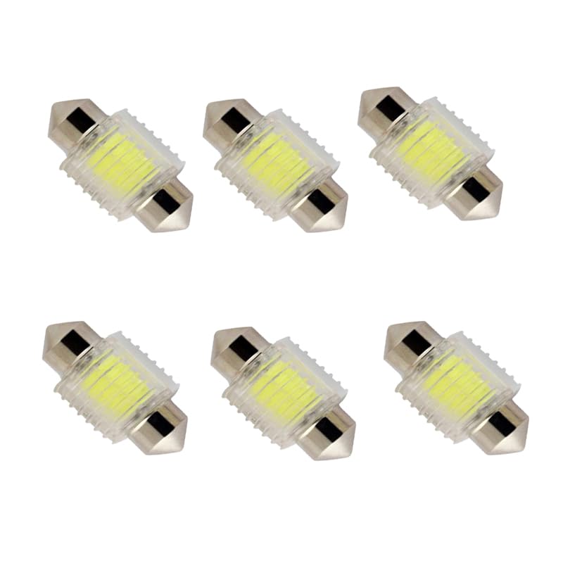 KaberMisr 2020 LED Car Trunk Light Interior Exterior Lights Super Bright (Crystal White 12 LED - 31mm - 6 Pieces)
