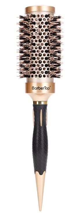 Round Brush for Blow Drying,Thermal Nano Ionic Round Drying Hair brush Professional for Styling Hair Curling Brush-gold mix black color (25mm)