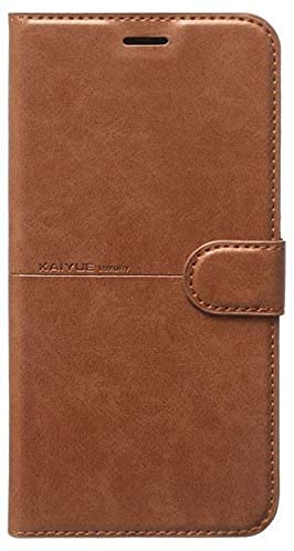 High-quality leather case to fully protect the phone, 360 degrees, foldable, compatible with Samsung Galaxy A21S (Brown)