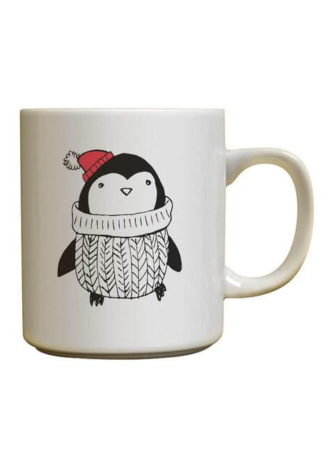 Penguin And Winter Designed Mug White/Pink/Black