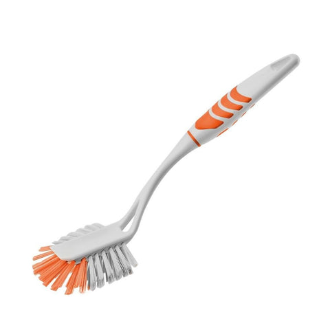 Lux Sink and Dish Brush with Ergonomic Handle, Soft Durable Bristles for Kitchen Cleaning – 29.3 Cm (Orange)