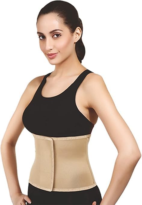 Adjustable Elastic Abdominal Corset, Wrap Around Waist, Abdominal Compression Brace for Post Surgery Care, Lightweight Soft Breathable (Light Beige)