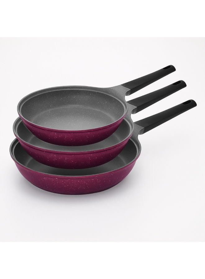 Glory Lux Non-Stick Granite Pan Set 3 Pieces (20-24-28) Purple