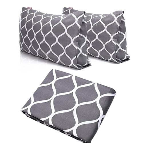 Fitted Bed Sheet (Gray waves design) 160 * 200 Cm + Free 2 Pillowcase