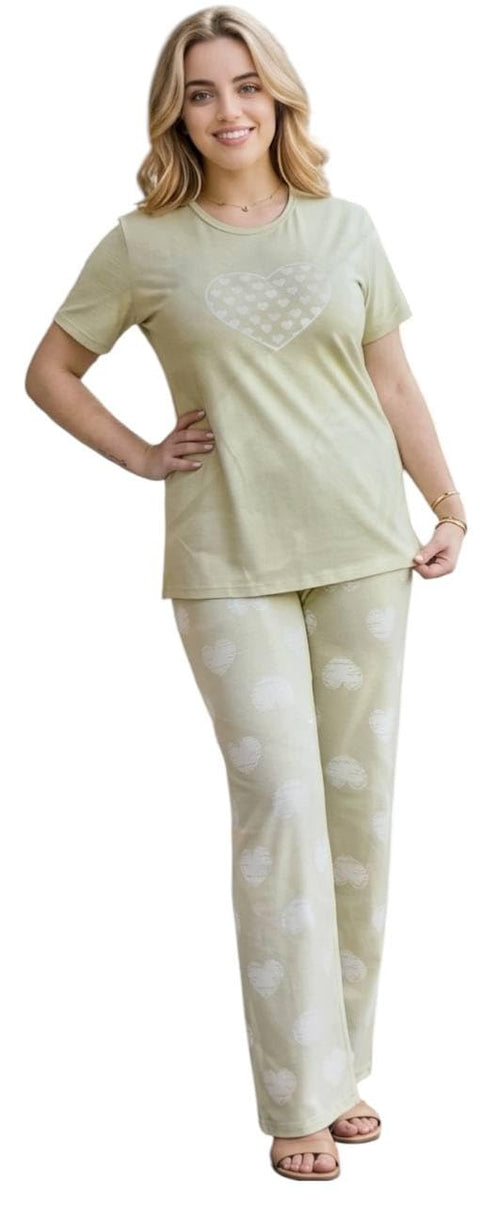 Womens Multi Shapes One Size Fits Up to 85K T-Shirt and Pants Set