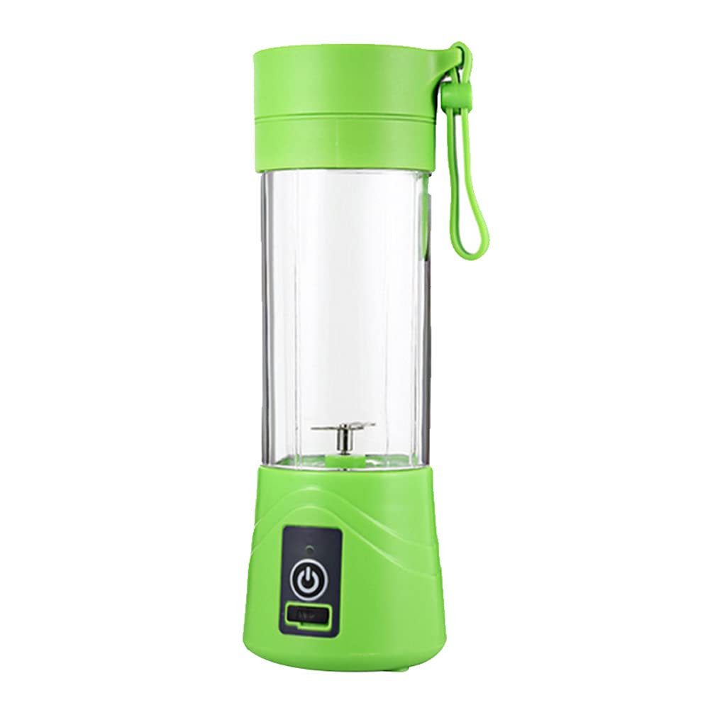 Ouken Mini portable blender 500ml juicer blender fruit mixing machine with usb charger cable 4 blades for superb mixing detachable cup (green)