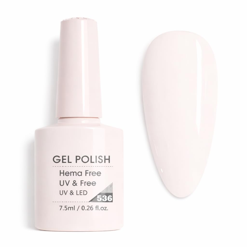 Gel Nail Polish – Soft Ivory Nude, Creamy Milky Beige Shade, Hema Free, Soak Off UV & LED Gel Polish, Smooth Full Coverage, High Gloss Finish for Salon & Home Manicure 7.5ml (536)