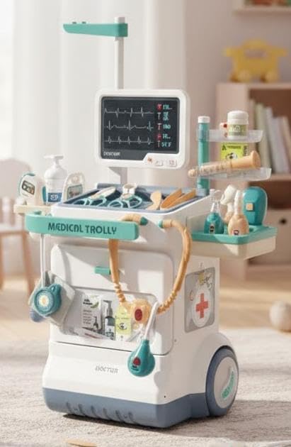 (Medical Trolley) – The first step towards your little doctor's dream! a complete medical trolley with 26 pieces, designed to be a decorative piece in a child's room,