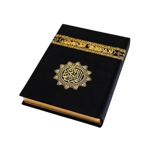 Kaaba Cover Quran, Large Size 20x14cm, Gold Embroidery, Lux Cream Paper, Clear Reading and Beautiful Shaping, Black and Gold