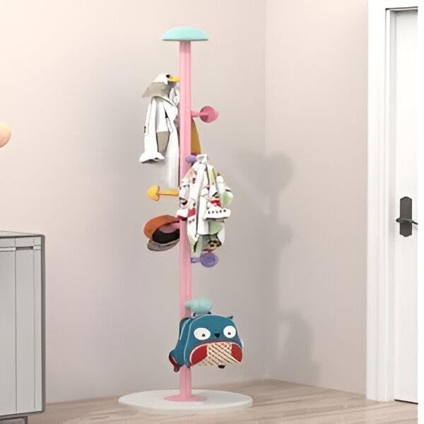 Doorway Clothing Organizer - Heavy-duty metal coat stand with mushroom-shaped hooks on a resilient resin base, versatile for hanging coats, bags, or umbrellas at home